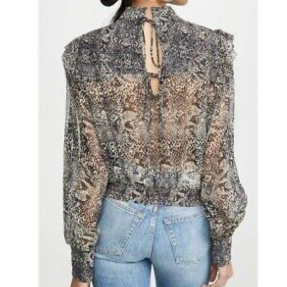 Free People Long Sleeve Snakeskin Print Roma Blouse - Picture 5 of 9